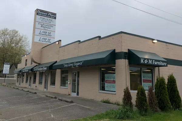 Dower Place storefronts and parking area