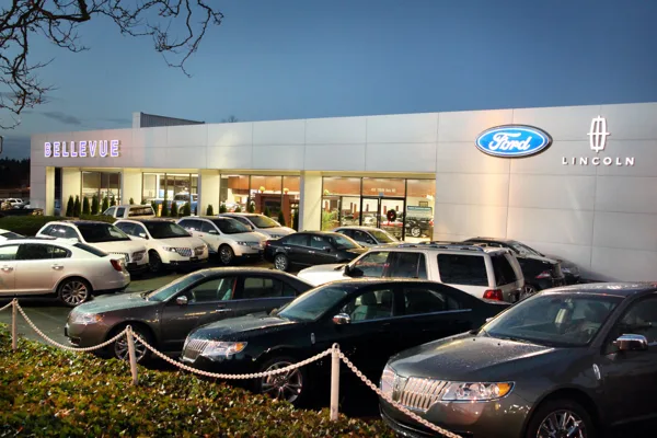 Bellevue Ford dealership exterior and vehicle forecourt