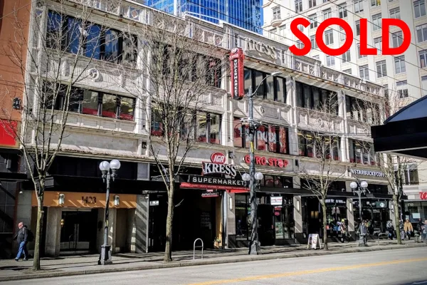 Kress Building street exterior with the original sold overlay